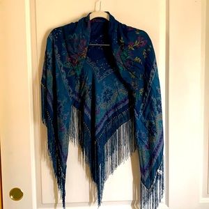 Nine West square scarf with beaded fringe